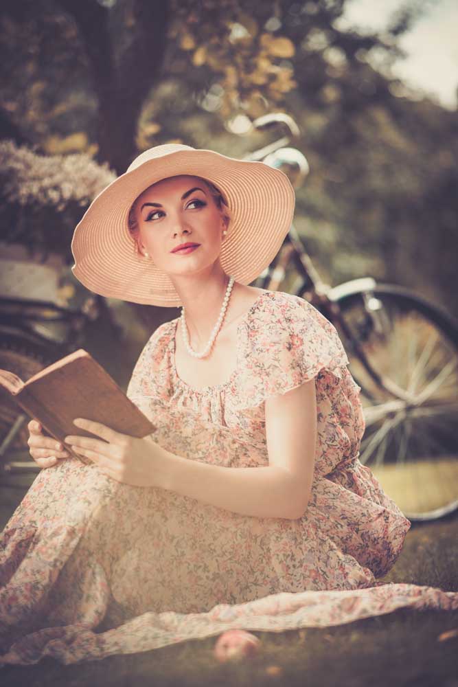 blond beautiful retro woman reading book on a mead 2026 03 25 23 52 18 utc